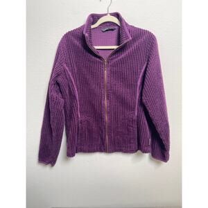 Woolrich Corduroy Zip Jacket Women’s Medium Eggplant Purple Ribbed Cotton